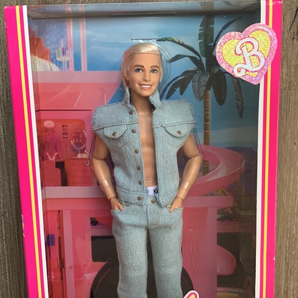 Barbie The Movie Collectible Ken Doll Wearing Denim New Mattel - Picture 7 of 7